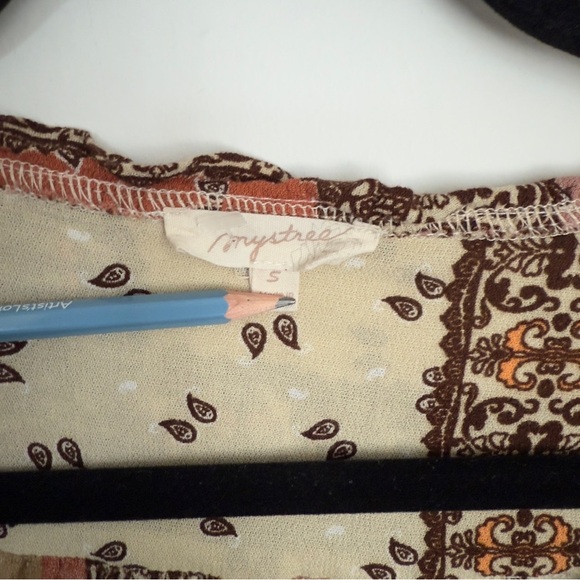 Mystree Boho Patchwork Tassel Tie Blouse – Size Small – 100% Rayon - Picture 7 of 7